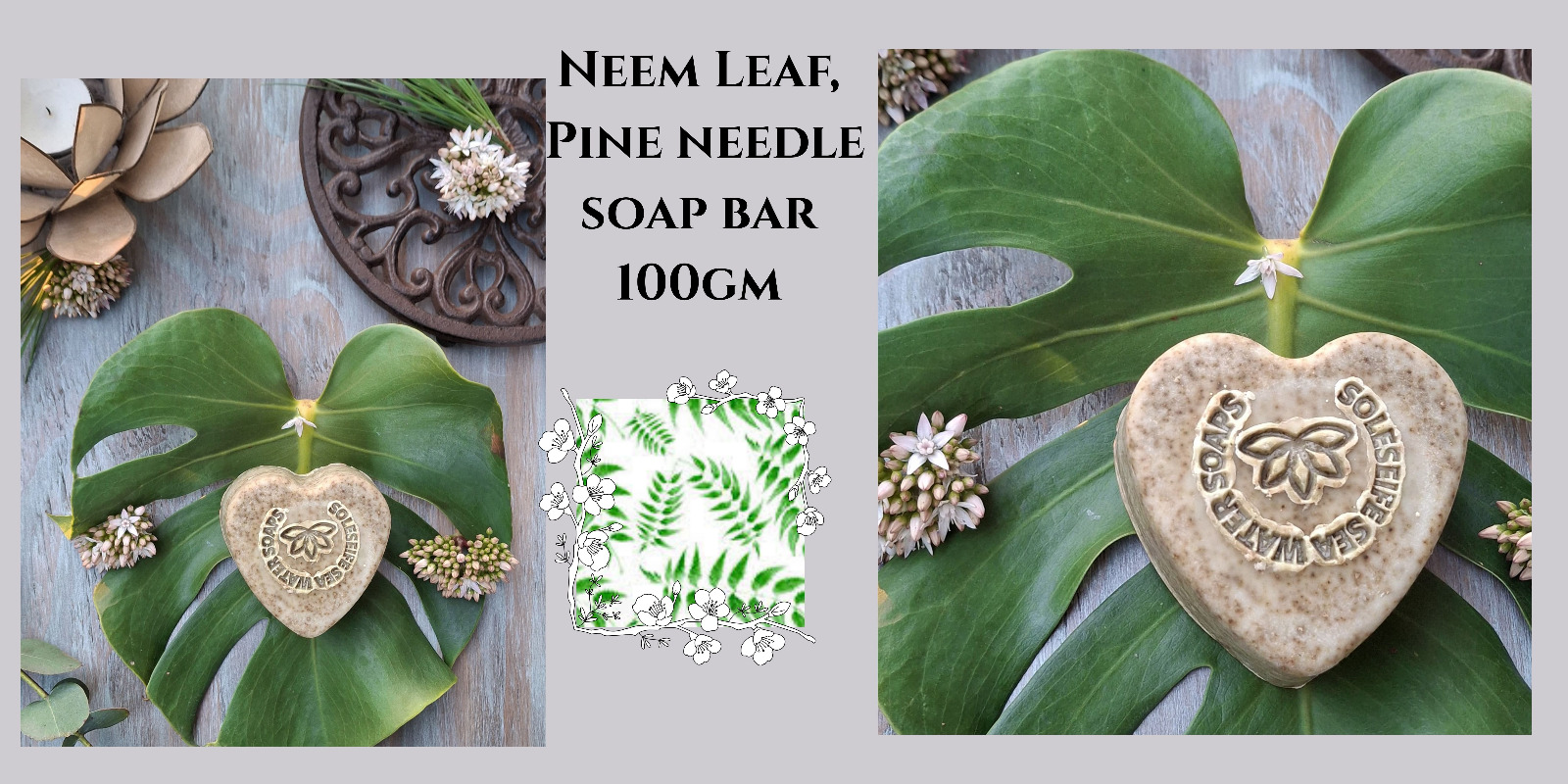 Neem & Pine - Heart Soap bar 100gm - Image 3