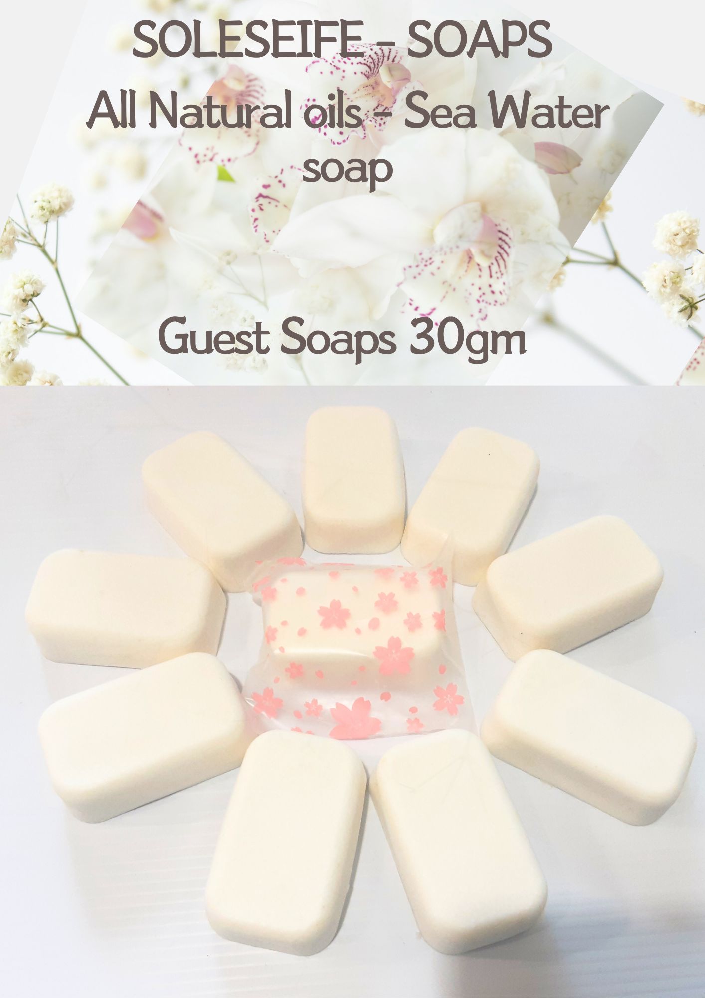 Guest house soaps - all natural ingredients used